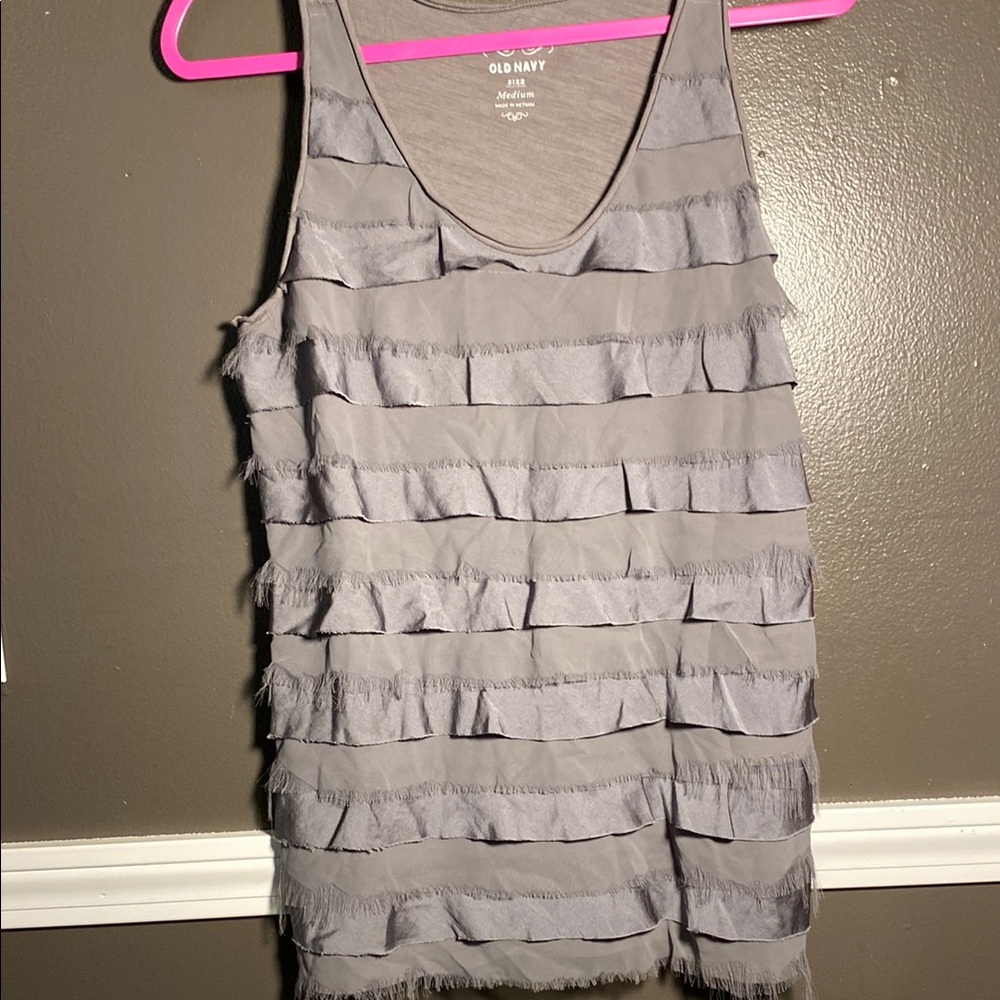 Old Navy Fun Shaker Look Gray Layered Tank Top